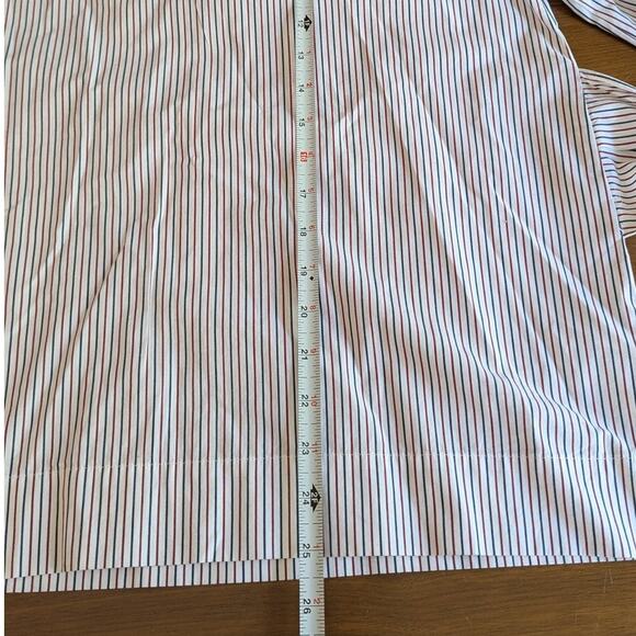 J. Crew Red/Blue Striped Embroidered Sleeves Tie Front/Back Tunic Blouse, size M - Picture 5 of 9